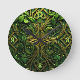 Grüner Kranz Runde Wanduhr