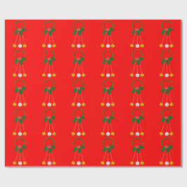 Grüner Kranz und rotes Gebälk Geschenkpapier