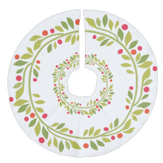 Grüner Kranz-zusammenpassender weißer Leinenimitat Weihnachtsbaumdecke