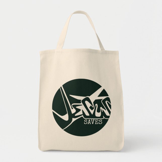 Grüner Kreis Der Jesus Rette Graffiti Tragetasche (Vorne)