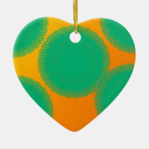 grüner Kreis in gelblicher Orange Keramik Ornament