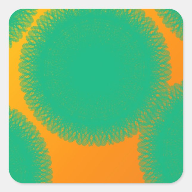 grüner Kreis in gelblicher Orange Quadratischer Aufkleber (Vorderseite)