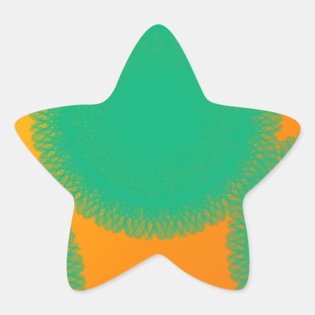 grüner Kreis in gelblicher Orange Stern-Aufkleber (Vorderseite)