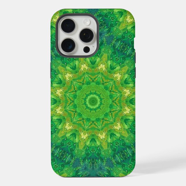 Grüner kreisförmiger Muster-Handyhülle iPhone 15 Pro Max Hülle (Rückseite)