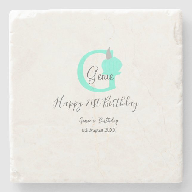 Grüner Kürbis Herbst 21. graue Pastellgraue Steinuntersetzer (Vorderseite)