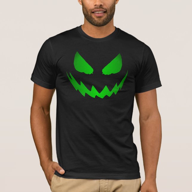 Grüner Kürbislaterne-Gesichts-NeonT - Shirt (Vorderseite)