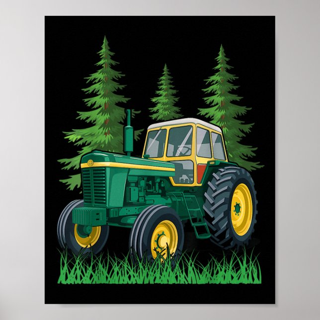 Grüner Landwirtschaftstraktor  Poster (Vorne)