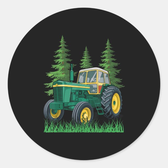 Grüner Landwirtschaftstraktor  Runder Aufkleber (Vorderseite)