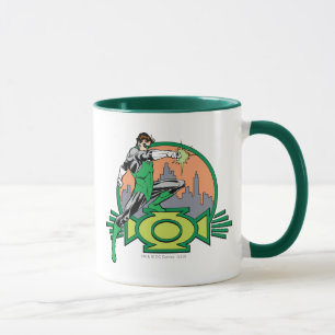 Grüner Laternen-Stadt-Hintergrund und Logo Tasse