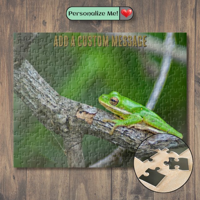 Grüner Laubfrosch Ast (Green Tree Frog Branch Jigsaw Puzzle)