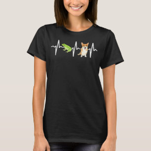 Grüner Laubfrosch Pembroke Welsh Corgi Herzschlag  T-Shirt