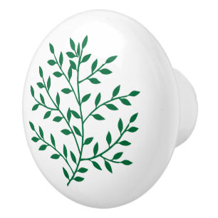 Grüner Leaf einfacher Flora Natur Tropenzieher Keramikknauf