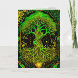 Grüner Lebensbaum Verzierte Grafikkarte Karte