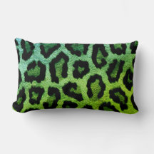 Grüner Leopard Print Lumbar Throw Kissen