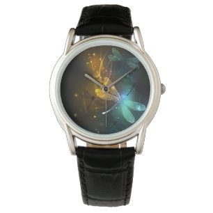 Grüner Libellenflug Armbanduhr