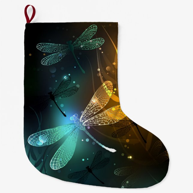 Grüner Libellenflug Großer Weihnachtsstrumpf (Vorderseite)