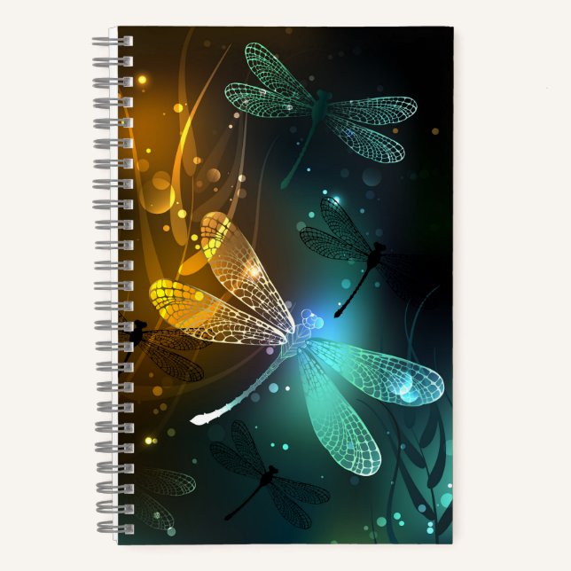 Grüner Libellenflug Notizbuch (Vorderseite)