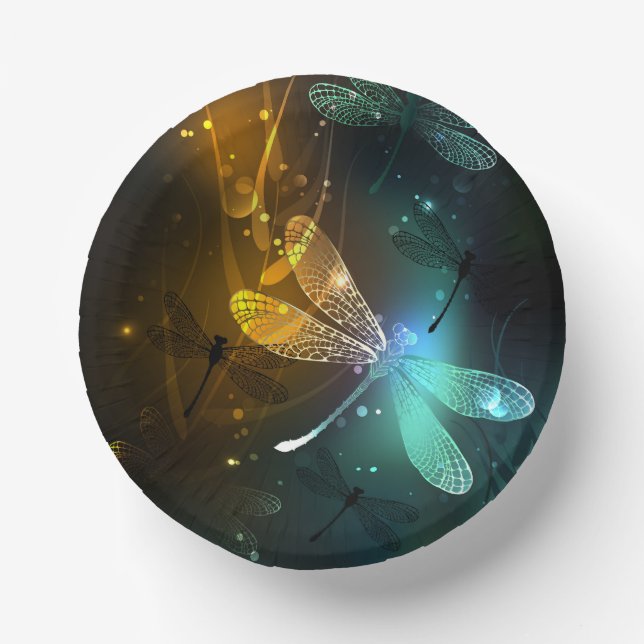 Grüner Libellenflug Pappteller (Vorderseite)