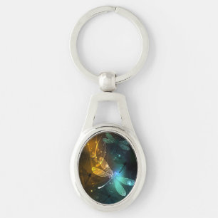 Grüner Libellenflug Schlüsselanhänger