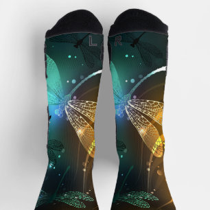 Grüner Libellenflug Socken