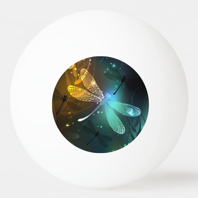 Grüner Libellenflug Tischtennisball (Vorderseite)