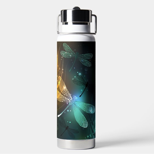 Grüner Libellenflug Trinkflasche (Hinten)