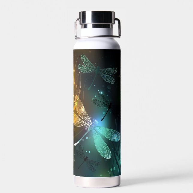 Grüner Libellenflug Trinkflasche (Rückseite)