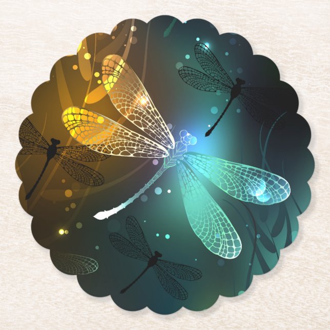 Grüner Libellenflug Untersetzer (Vorderseite)