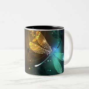 Grüner Libellenflug Zweifarbige Tasse