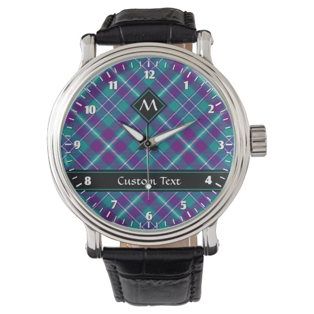 Grüner, Lila und blauer Tartan Armbanduhr (Vorderseite)