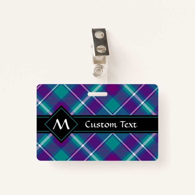 Grüner, Lila und blauer Tartan Ausweis (Vorderseite mit Klammer)