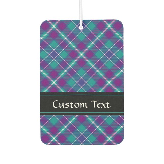 Grüner, Lila und blauer Tartan Autolufterfrischer (Vorderseite)