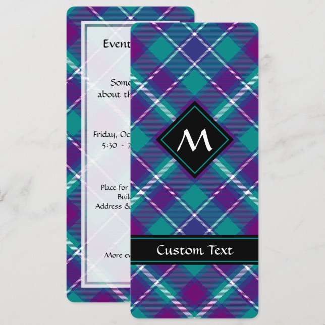 Grüner, Lila und blauer Tartan Einladung (Vorne/Hinten)