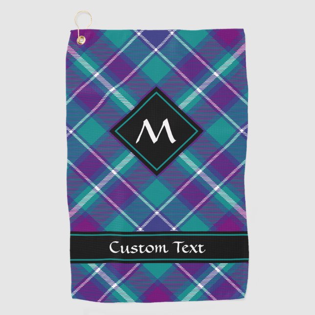 Grüner, Lila und blauer Tartan Golfhandtuch (Vorderseite)