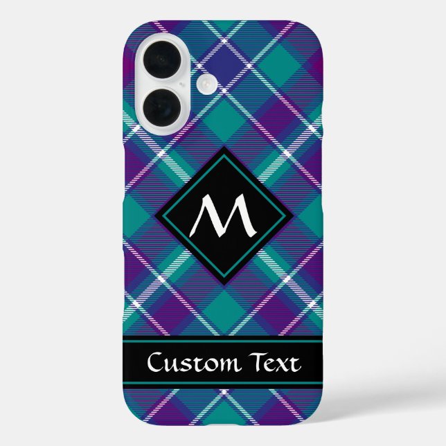 Grüner, Lila und blauer Tartan iPhone 16 Hülle (Rückseite)