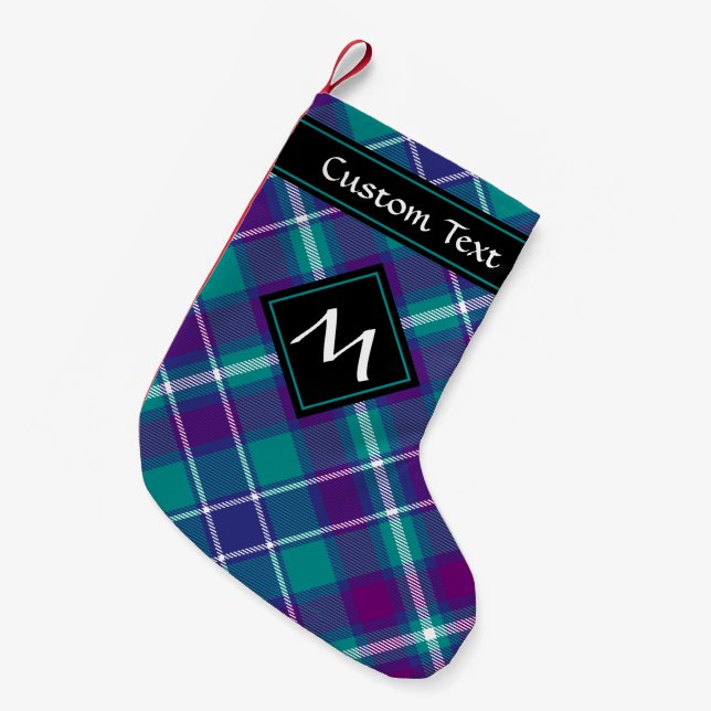 Grüner, Lila und blauer Tartan Kleiner Weihnachtsstrumpf (Vorderansicht (hängend))