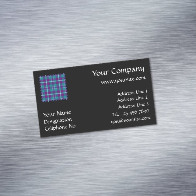 Grüner, Lila und blauer Tartan Magnetische Visitenkarte (Beispiel)