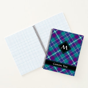 Grüner, Lila und blauer Tartan Notizbuch