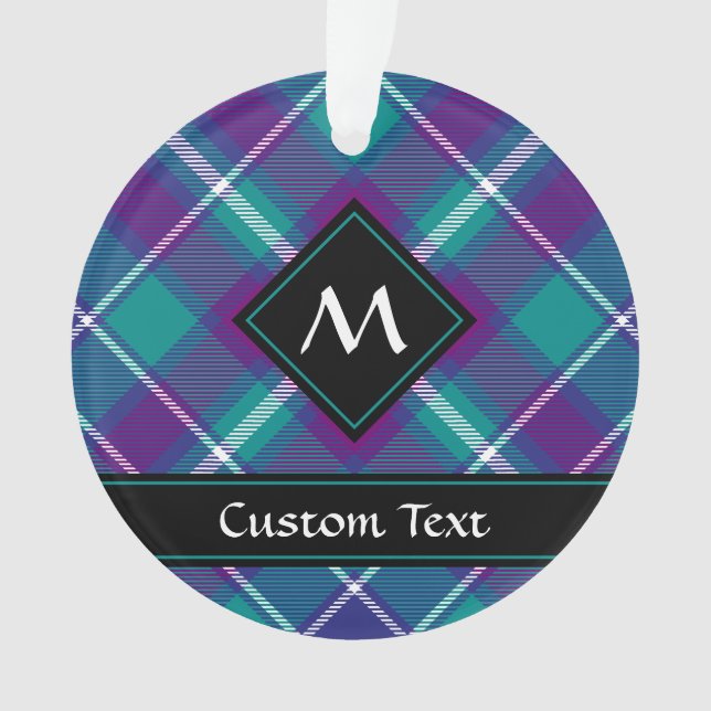 Grüner, Lila und blauer Tartan Ornament (Vorderseite)