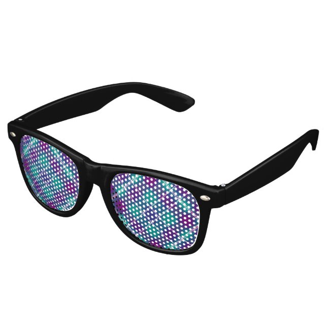 Grüner, Lila und blauer Tartan Partybrille (Schrägansicht)