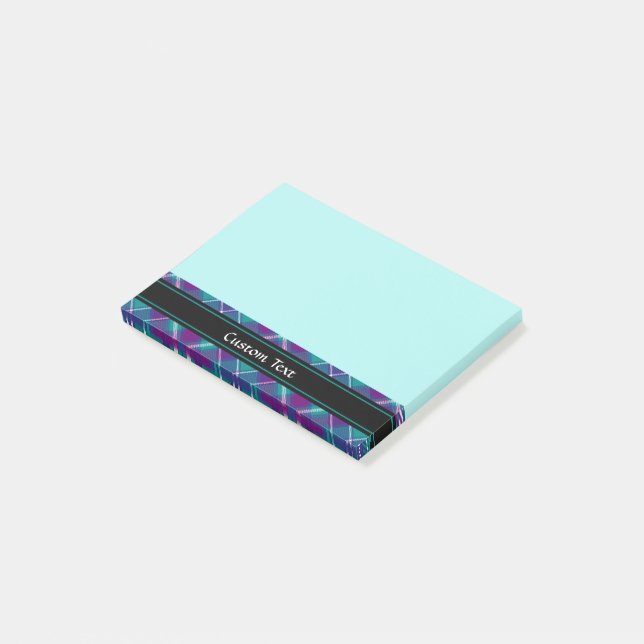 Grüner, Lila und blauer Tartan Post-it Klebezettel (angewinkelt)