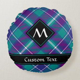 Grüner, Lila und blauer Tartan Rundes Kissen