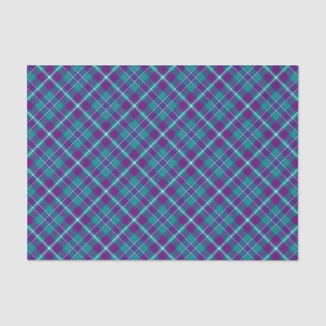 Grüner, Lila und blauer Tartan Seidenpapier (Vorderseite)