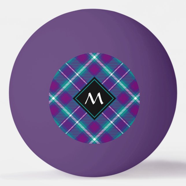Grüner, Lila und blauer Tartan Tischtennisball (Vorderseite)
