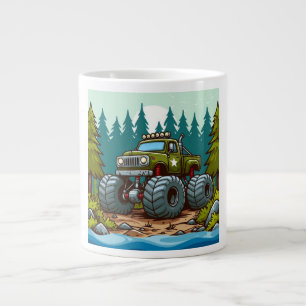 Grüner LKW im Wald Jumbo-Tasse