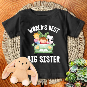 Grüner LKW Safari Tiere Weltbeste große Schwester Baby T-shirt