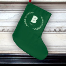 Grüner Lorbeerkranz Anfangsbuchstabe B Monogramm