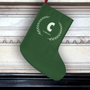 Grüner Lorbeerkranz Buchstabe C Monogramm Großer Weihnachtsstrumpf