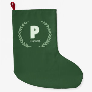 Grüner Lorbeerkranz-Letter P-Monogramm  Großer Weihnachtsstrumpf