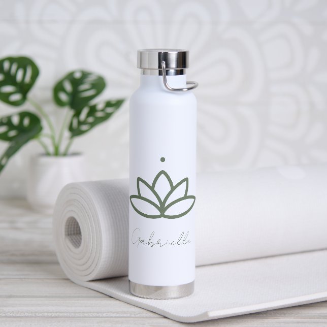 Grüner Lotus Meditation Yoga Trinkflasche (Yoga)